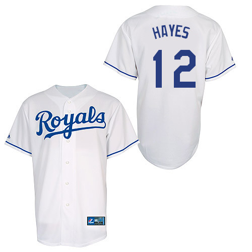 Brett Hayes #12 Youth Baseball Jersey-Kansas City Royals Authentic Home White Cool Base MLB Jersey